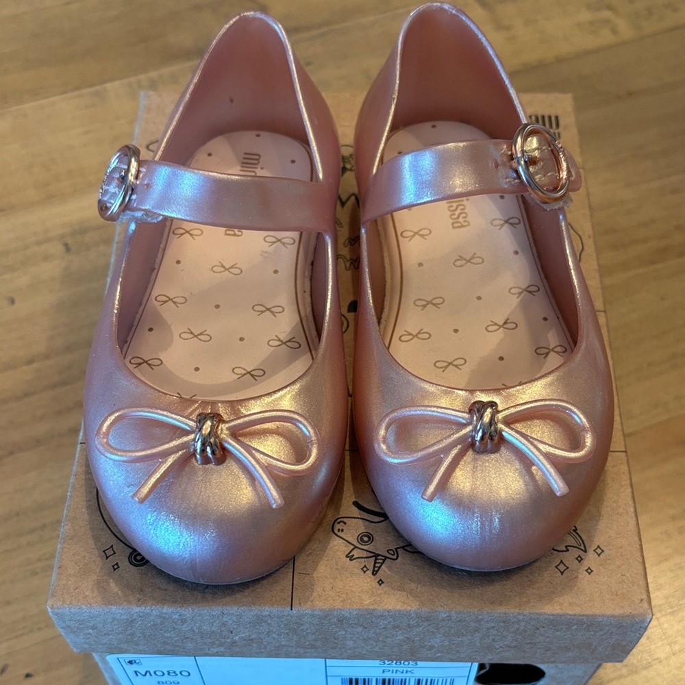 Mini Melissa Shimmering Rose Gold Shoes